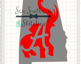 SVG Elephant A in State Shape ~ Instant Download