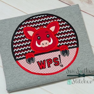 Pig Circle Applique ~ Pig Mascot ~ Instant Download