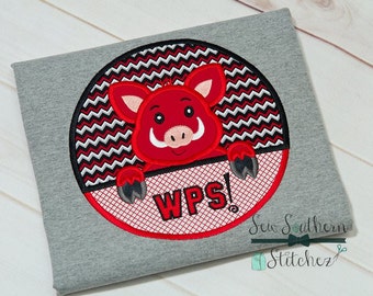 Pig Circle Applique ~ Pig Mascot ~ Instant Download