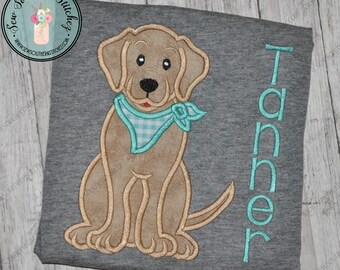 Chesapeake Bay Retriever Dog Applique Design ~  Golden Retriever Dog with Neck Scarf ~ Instant Download