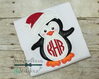 Santa Hat Penguin Applique Design ~ Instant Download