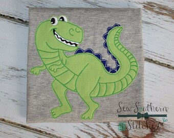 Raggedy Edge Dinosaur Applique Design ~ Bean Finish ~ Quick Stitch ~ Instant Download