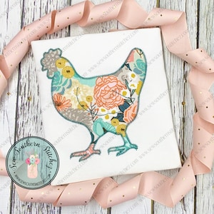 Zig Zag Chicken Silhouette Applique Design ~ Chicken Outline ~ Instant Download