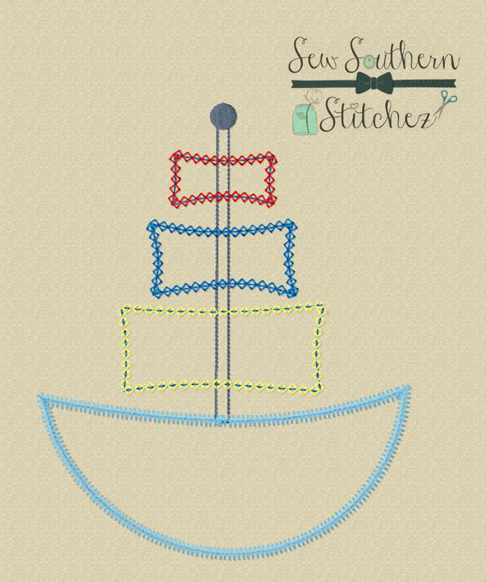 Zig Zag Sailboat Applique Design Instant Download Etsy