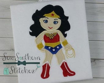 Super Hero Woman Applique Design ~ Comic Book Hero ~ Instant Download