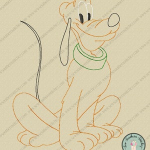 Sketch Stitched Cartoon Dog ~ Vintage Stitched ~ Bean Stitched ~ Heirloom Stitched Design ~ Instant Download
