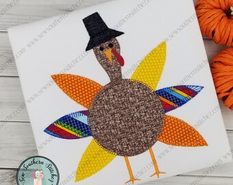 Boy Turkey Applique Design ~ Buttonhole Finish Stitch ~ Instant Download