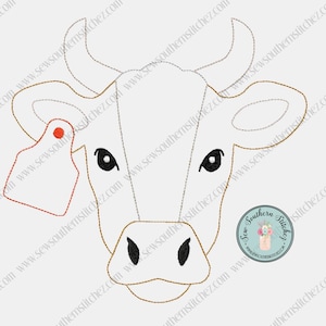 Applikationsdesign med raggedy tjur/ko ~ Raggedy bondgårdsdjur ~ Direktnedladdning