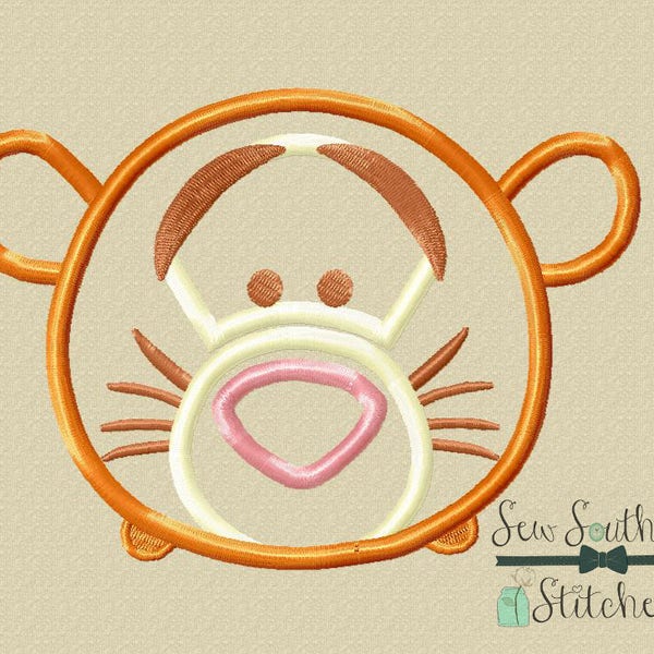 Tsum Tsum Bouncy Tiger Head Applique ~ Instant Download