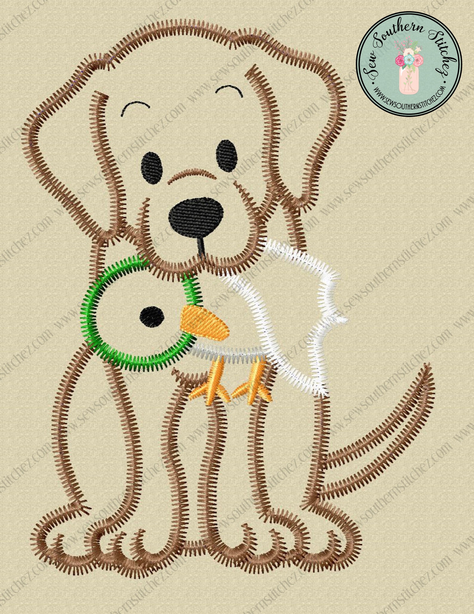 Zig Zag Labrador Dog With Duck Applique Design Duck Dog Etsy