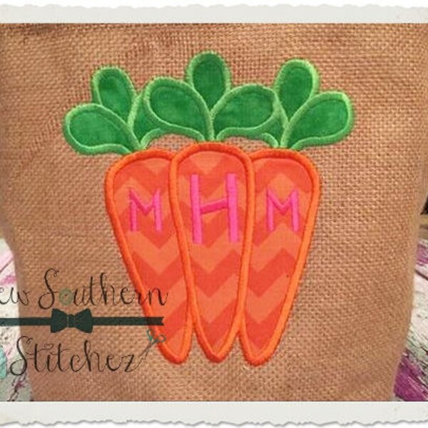 Monogram Carrot Trio Applique Design ~ Easter Design ~ Instant Download