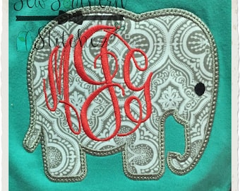 Elephant Applique Design for Monograms ~ Instant Download