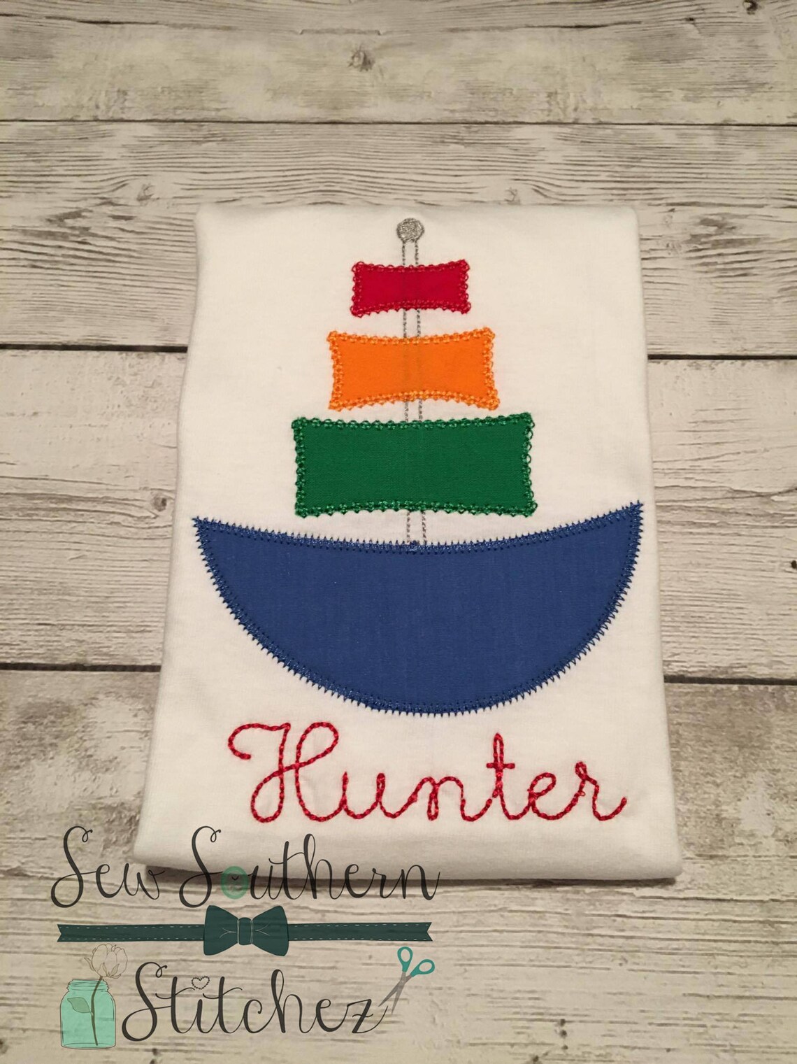 Zig Zag Sailboat Applique Design Instant Download Etsy
