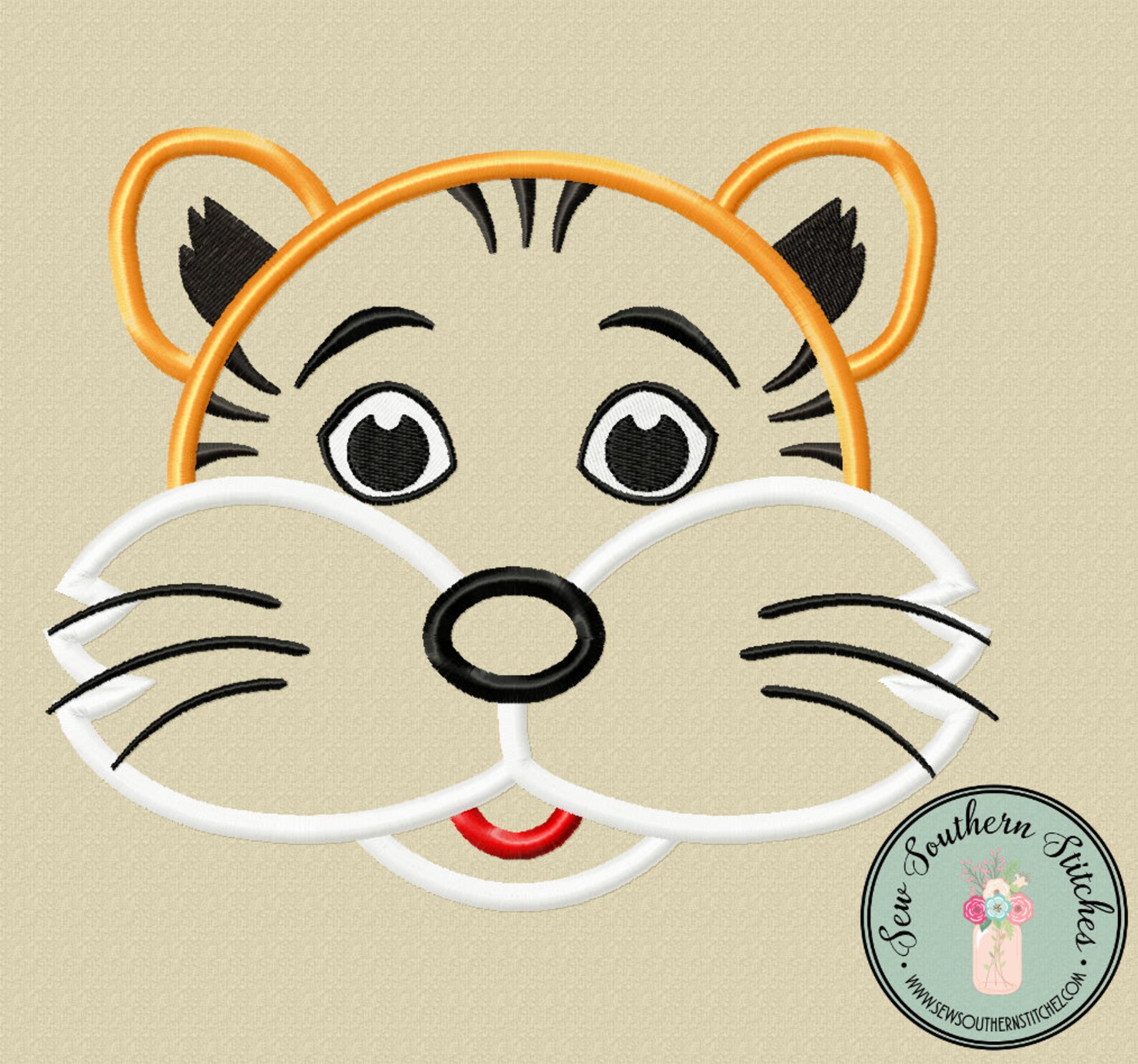 Tiger Head Applique Tiger Mascot Instant Download Etsy