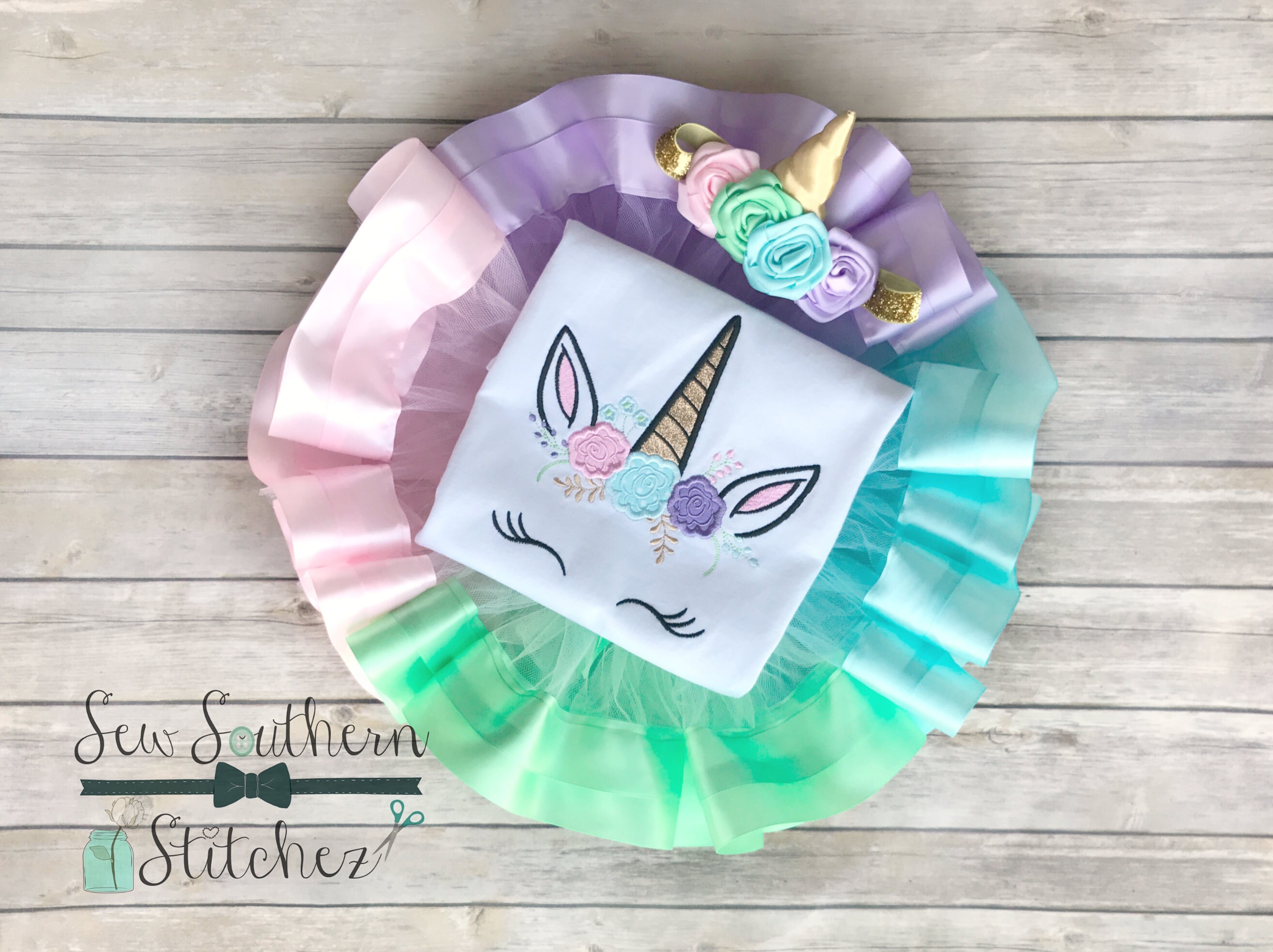 Floral Unicorn Face Applique Design Unicorn With Floral Etsy