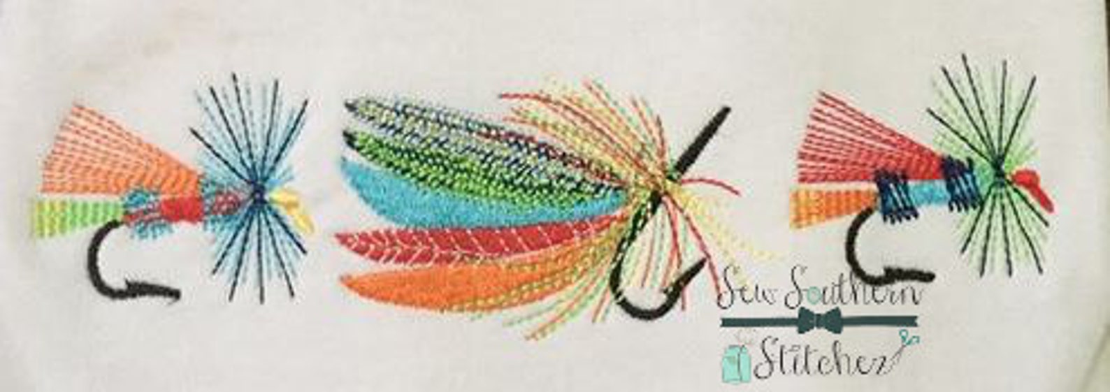 Fishing Lure Trio Embroidery Design Instant Download Etsy