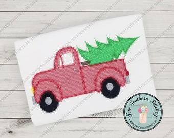 Zig Zag Old Truck Hauling Tree ~ Christmas Tree Truck ~ Instant Download