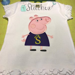 Piggy Girl Applique - Cartoon Pig - Descarga instantánea
