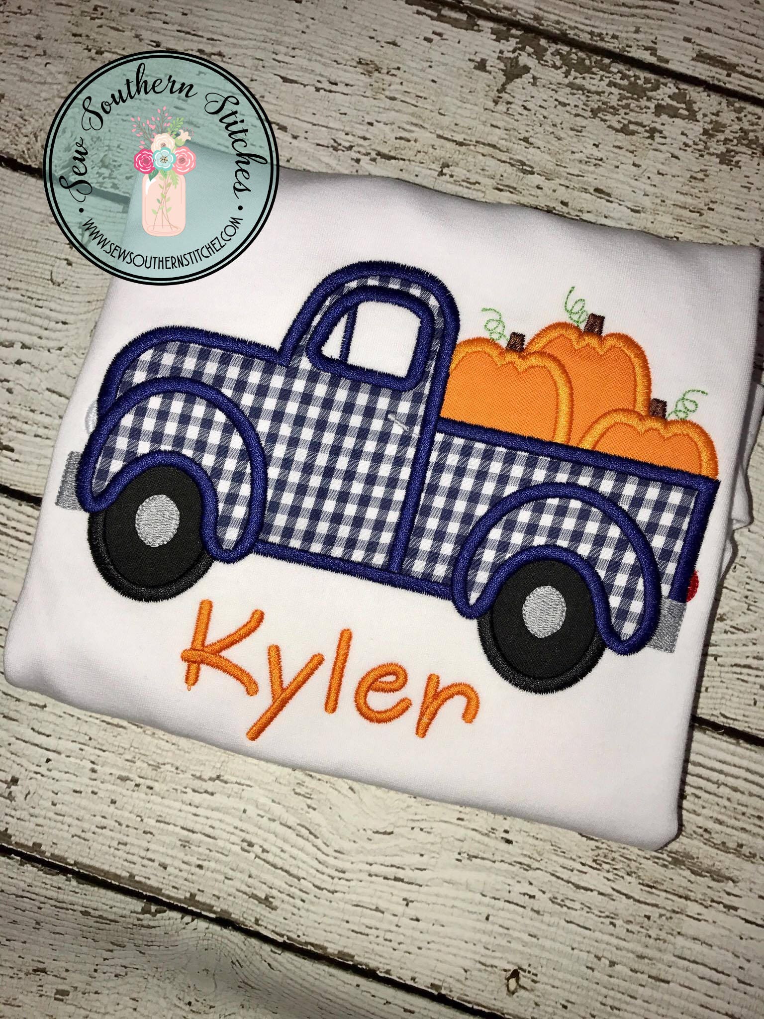 Old Truck Hauling Pumpkins Applique Design ~ Instant Download ~ Digit…