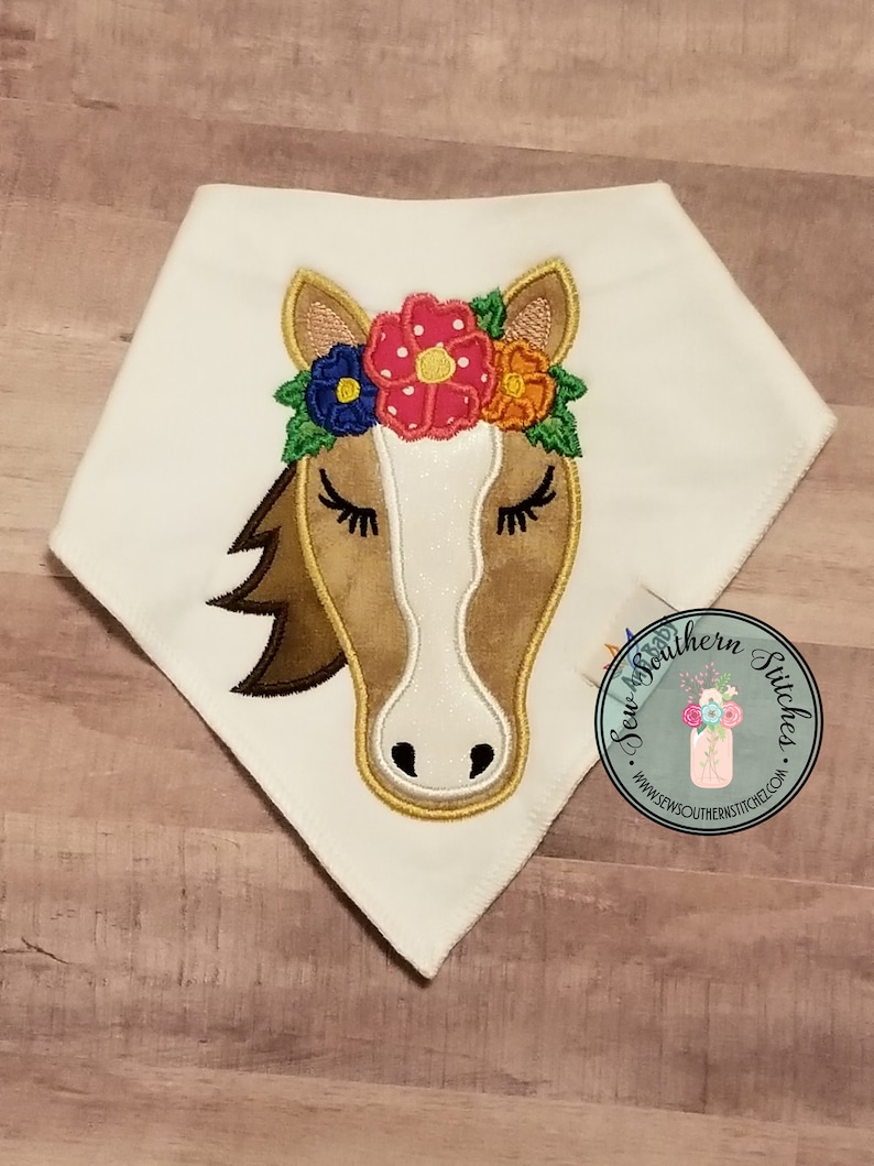 Floral horse head applique design horse with crown of  etsy Floral horse head applique design horse with crown of  etsy