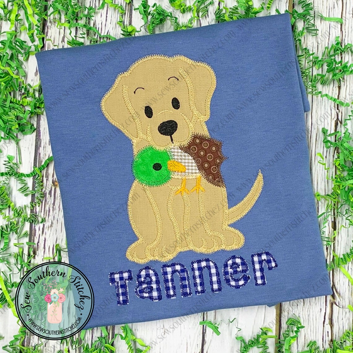 Zig Zag Labrador Dog With Duck Applique Design Duck Dog Etsy
