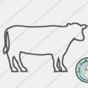 Zig Zag Cow Silhouette Applique Design ~ Simple Cow Outline ~ Instant Download