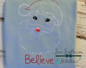 Sketch Santa Embroidery Design ~ Bean Stitched ~ Heirloom Stitched ~ Vintage Stitched ~ Instant Download