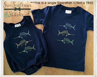 Sketched SwordFish ~ Vintage Stitched ~ Heirloom ~ Vintage ~ Swordfish is a Single Design ~ Instant Download