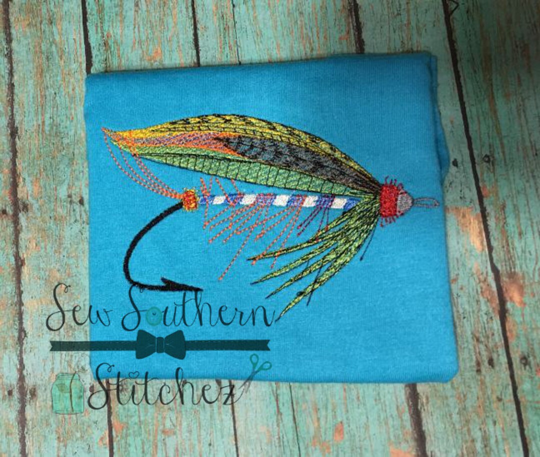 Feathered Fishing Lure Embroidery Design Quick Stitch Instant Download