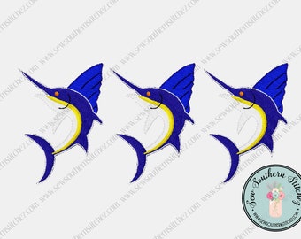 Filled Marlin Trio Embroidery Design ~ Instant Download