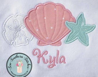 Beach Shell Trio  Applique Design ~ Satin Stitch Finish ~ Instant Download