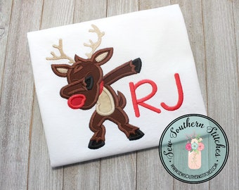 Dabbing Reindeer Applique Design ~ Fun Christmas Holiday Applique ~ Instant Download