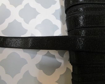 5 yards 5/8" width in black color heavy duty elastic band trim/ satin stretch elastic band for your fashion design.