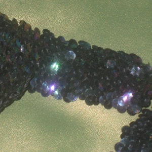3 yards 1 1/2&quot;  width black color stretch sequined elastic trim for your fashion design (b1)