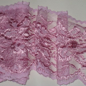 3 Werften 5 1/2" Breite leichte stretch Amethyst Farbe, die Bogenkante mit Stickerei Blumen für Ihre Mode-Design dekorative trimmen. (b1)
