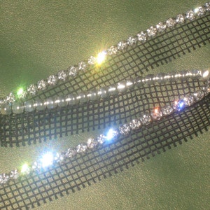 1 yard 4 mm crystal rhinestone on 3/4&quot; width black mesh netting for your fashion/wedding design decorative (b1)