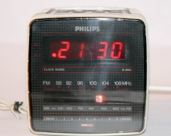 Vintage Philips D3110 AM/FM radio orologio cubo