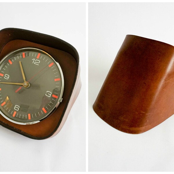 Kienzle Space Age Quartz Clock with Leather Base - Made in Germany