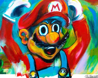 Super Mario, 13x19 Art Print, Art Sale,  Nintendo Poster,  Videogame art,  Fanboy, 8bit art, Cole Brenner, Nerd Art, Mario, kids room decor