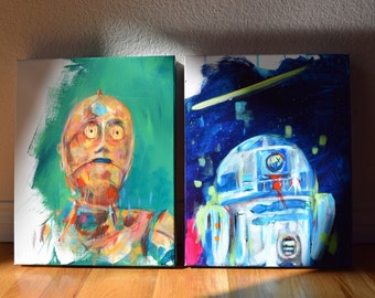 Star Wars, C3PO, R2D2, Droids, ArtSale, Cole Brenner, featured in two Colorado magazines, Save 100,Set, 11x14, the force awakens, new, gift