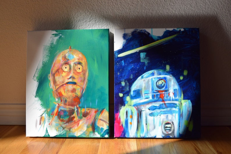 Star Wars, C3PO, R2D2, Droids, ArtSale, Cole Brenner, featured in two Colorado magazines, Save 100,Set, 11x14, the force awakens, new, gift Star Wars, C3PO, R2D2, Droids, ArtSale, Cole Brenner, featured in two Colorado magazines, Save 100,Set, 11x14, the force awakens, new, gift