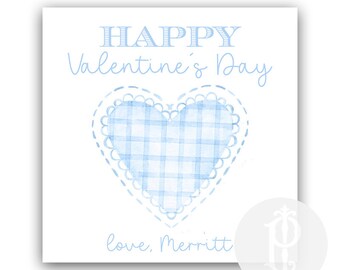 Valentine's Day Tag, Blue Gingham Heart