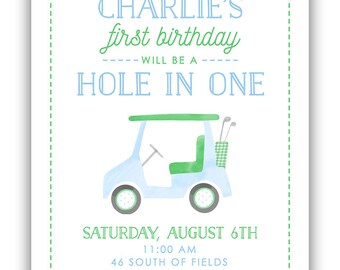 Watercolor Golf Birthday Invitation