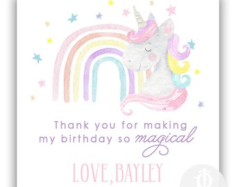 Rainbow Unicorn Party Favor Tag