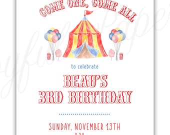 Circus, Carnival Birthday Invitation