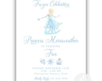 Watercolor Ice Princess Birthday Invitation