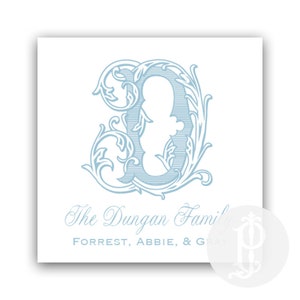 Familien-Monogramm personalisierter Geschenkanhänger / Visitenkarte / Einschließungskarte