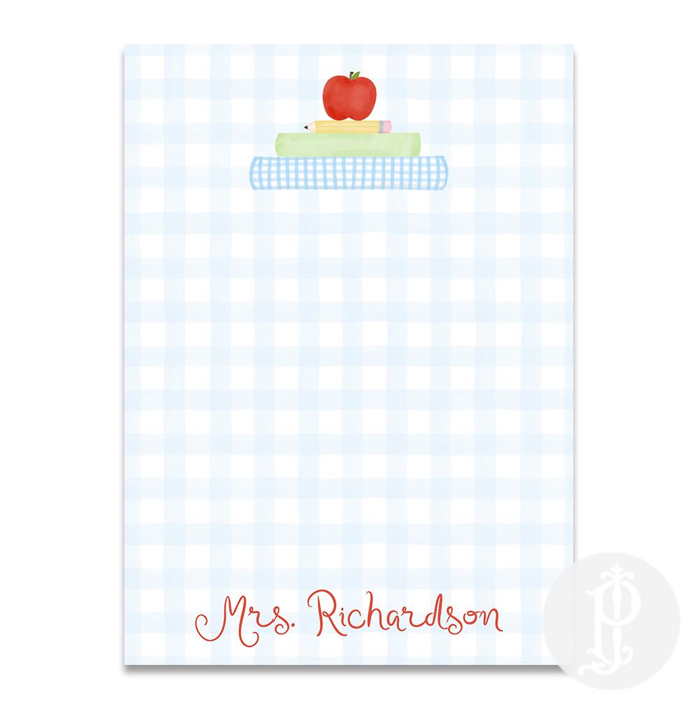 Personalized Teacher Blue Gingham Notepad - Etsy