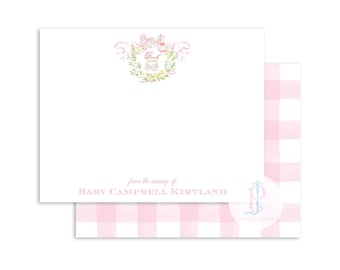 Baby Girl Classic Stationery / Baby Shower Notecards