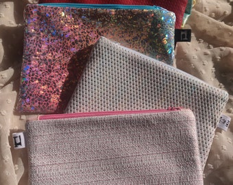 Elegante bolsa para cosméticos, 4 diseños, bolsa de maquillaje, accesorio de viaje, estuche para lápices, metalizado, piel sintética, rosa, arcoíris, idea de regalo para las fiestas